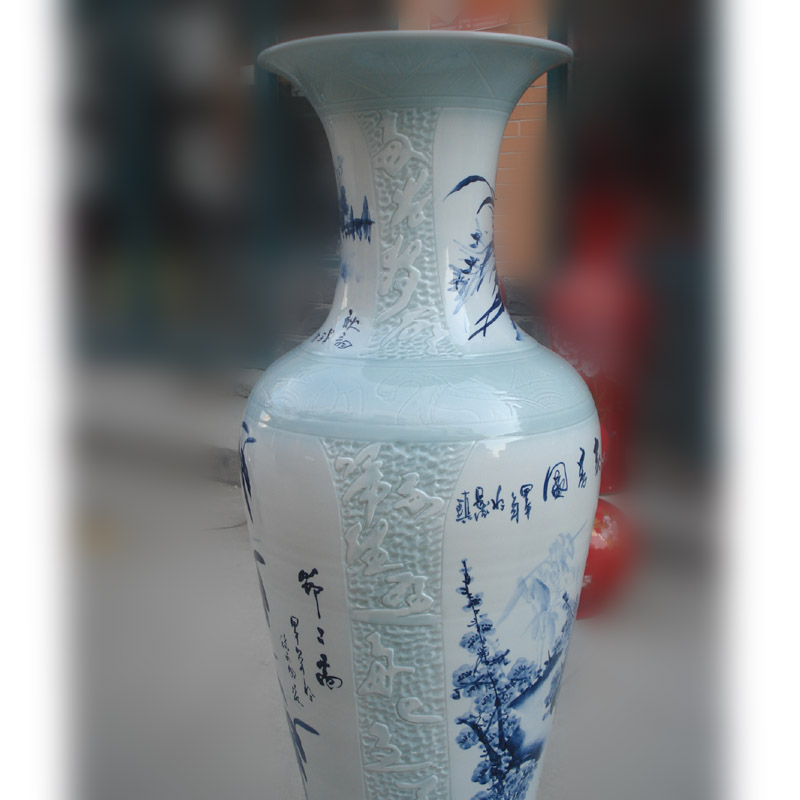 Jingdezhen blue and white vase by patterns of hand - made of 1.3 1.5 meters hand - made porcelain bottle bottles of new home sitting room