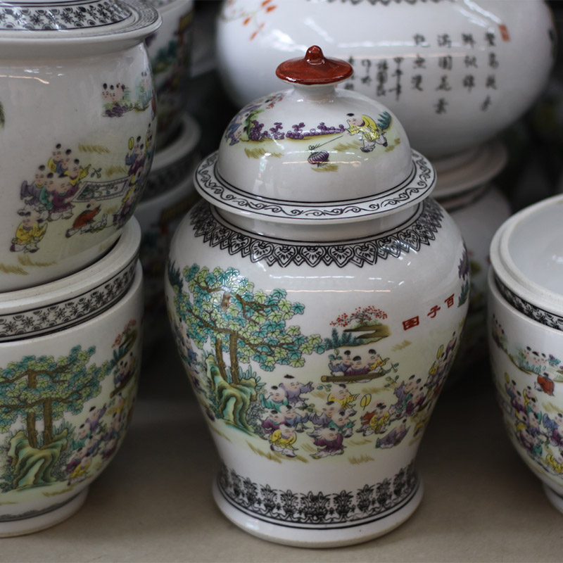 Jingdezhen porcelain jar of the ancient philosophers diagram trumpet the ancient philosophers figure peony tank storage tank porcelain snack jars in the kitchen