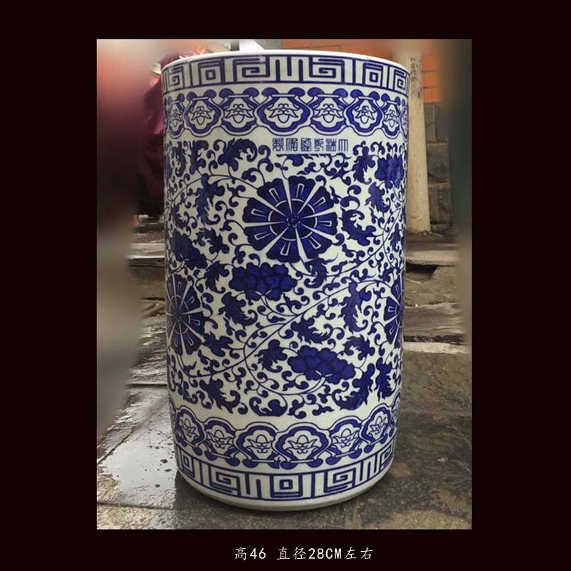 Jingdezhen blue and white landscape quiver straight hand - made ceramic vase khe sanh autumn mood lotus flower ceramic quiver