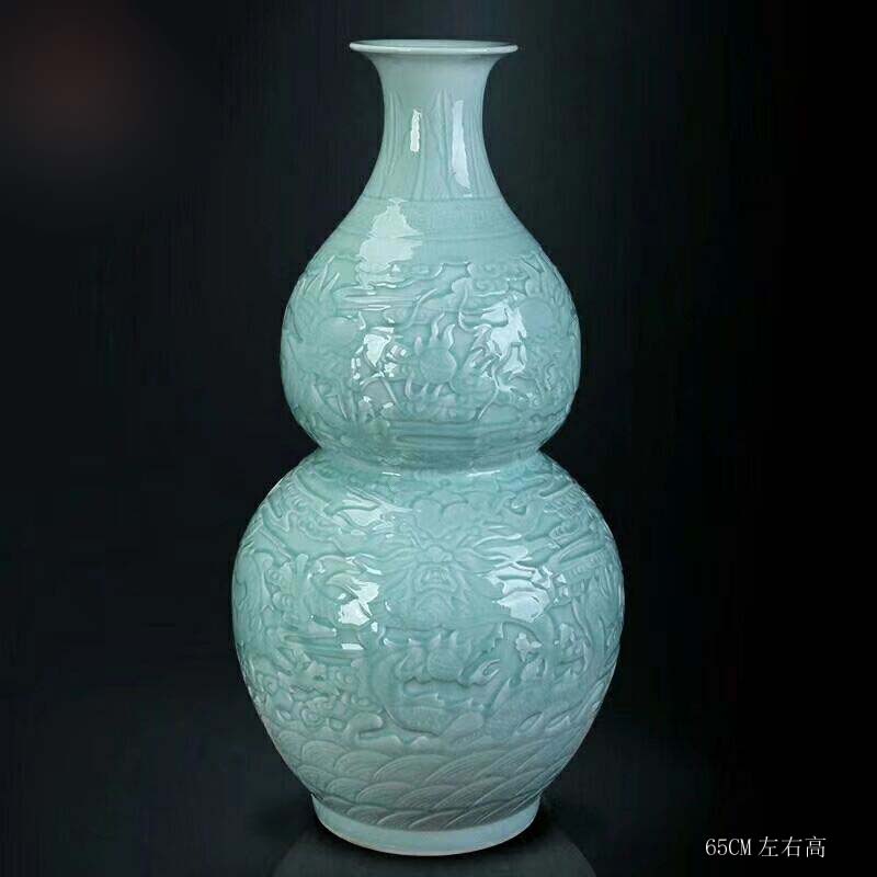 50-60CM high porcelain gourd, high left and right porcelain elegant home gourd flower gourd carving gourd