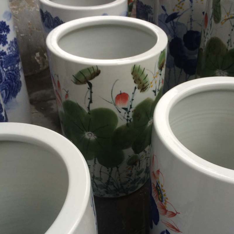 Jingdezhen hand - made HeHuaJian tube ceramic vase sitting room, study Chinese penjing is suing umbrella receive a barrel