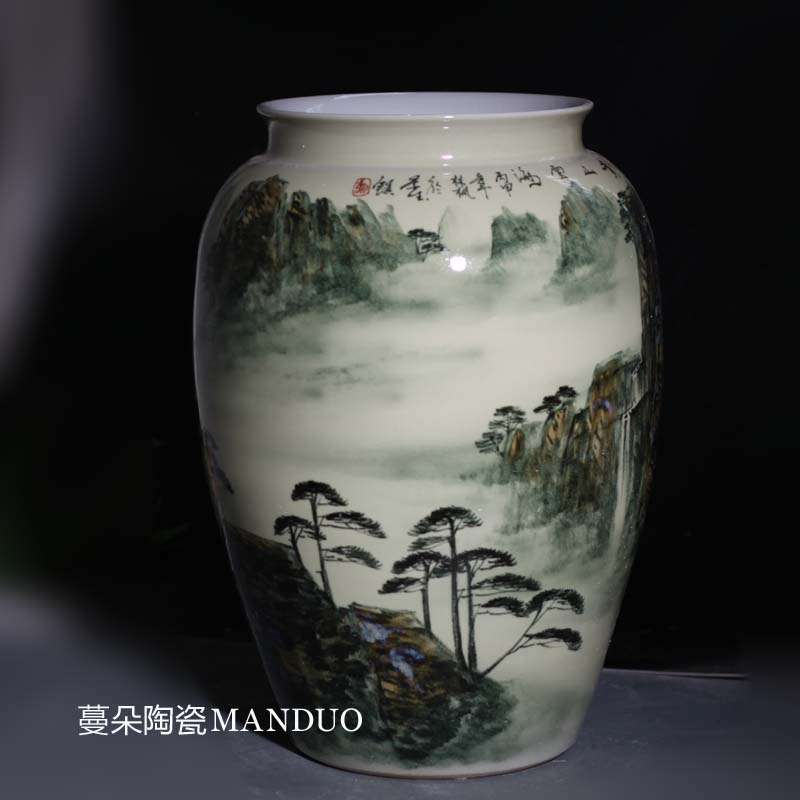 Jingdezhen hand - made huangshan mountain scenery idea gourd vases idea gourd can display porcelain vase vase 42-58 cm