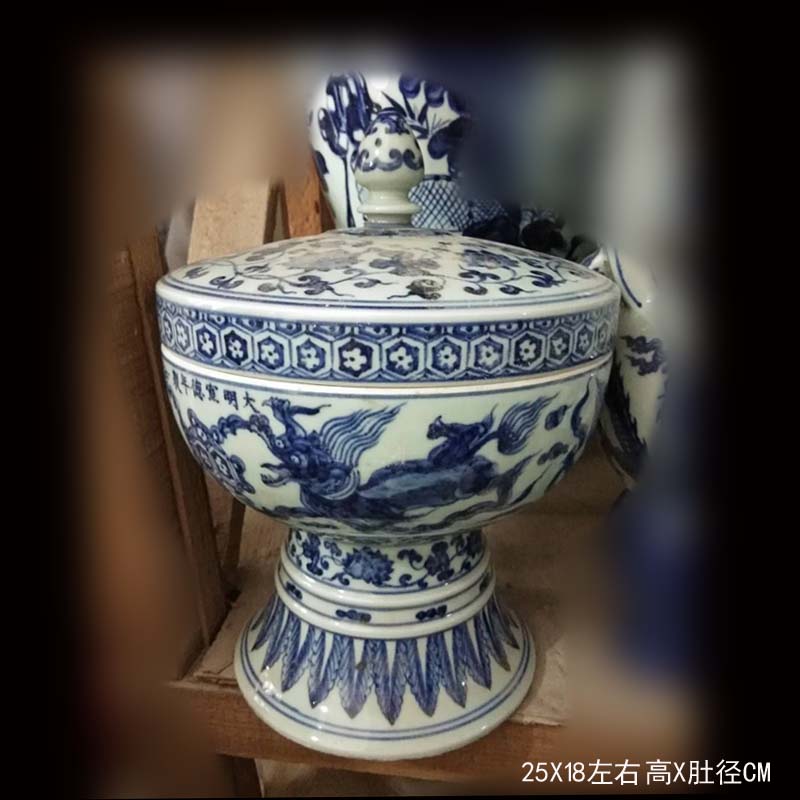 Jingdezhen antique hand - made porcelain high tin the lantern pot blue and white porcelain jar of archaize furniture jewelry items