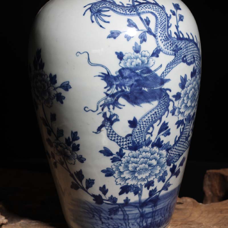 Jingdezhen 50 cm Gao Qinghua dragon vase landing display furnishing articles 30 cm high pastel maid ceramic floret bottle