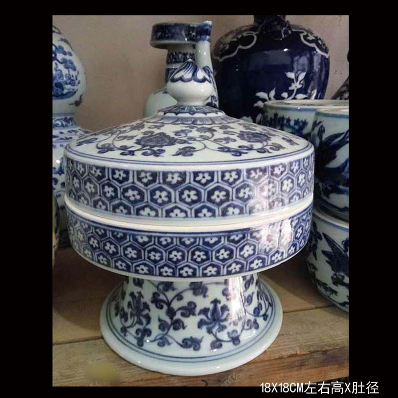 Jingdezhen antique hand - made porcelain high tin the lantern pot blue and white porcelain jar of archaize furniture jewelry items