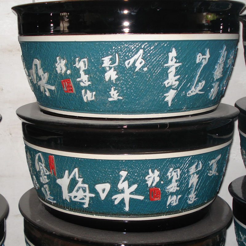 Jingdezhen carved lettering of the big cylinder painting porcelain porcelain VAT relief engraving cylinder cylinder plant trees planting flowers