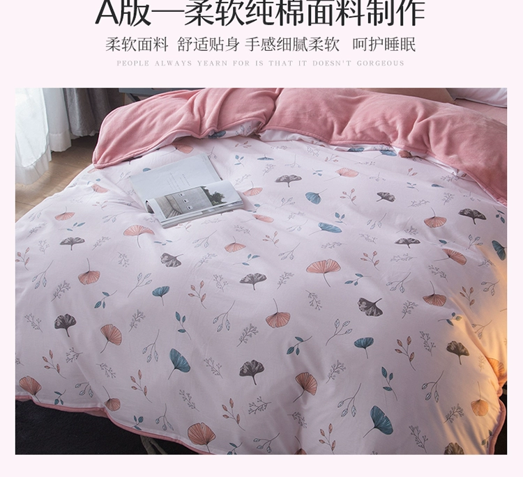 Cotton và nhung quilt cover quilt cover san hô lông cừu flannel quilt bao cotton mùa đông dày ấm giường