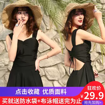 Swimsuit female sexy two-piece skirt thin belly small chest gather steel support girl student Conservative hot spring swimsuit