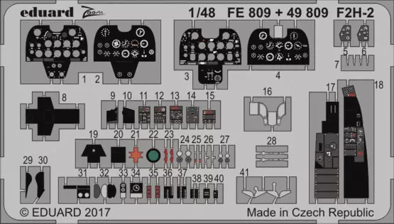 Эдуард FE809 1:48 F2H-2 гравированная/электрическая лист с KITTY HAWK