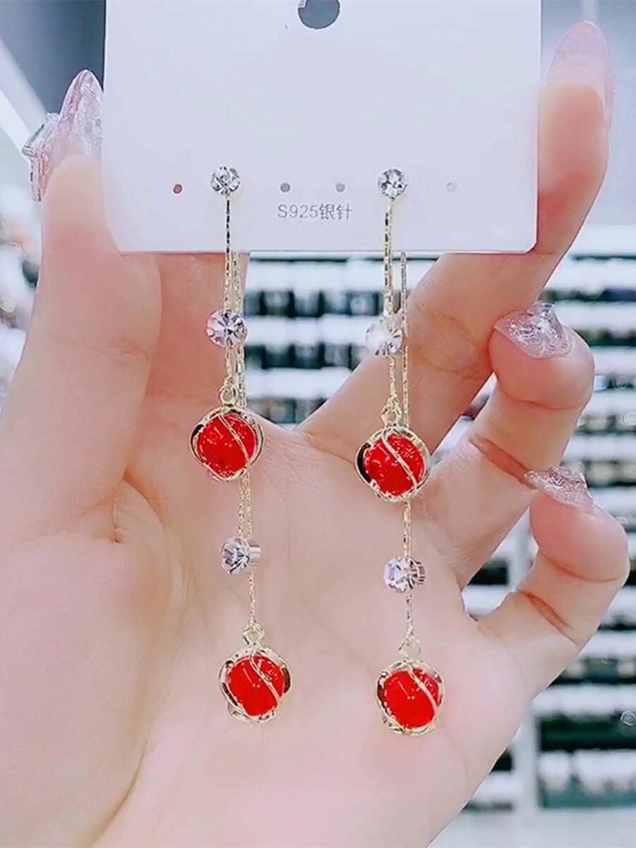 925 silver needle cat eye stone streaming suearrings 2020 new Korean temperament inlaid with earbuds net red minimalist earrings