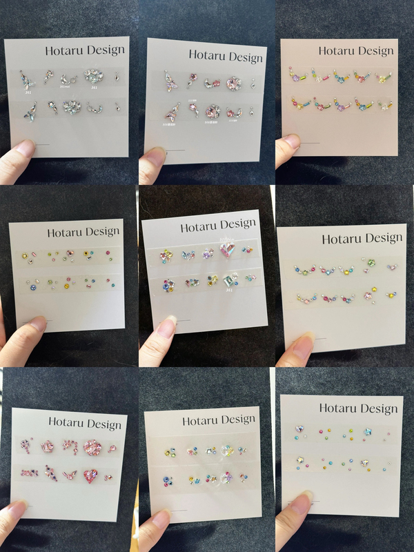 Collection of Short Nail Material Packs, Colorfulful Small Diamonds, Short Nails and This Nails Can Be Made. All Swarovski Diamond Material Packs