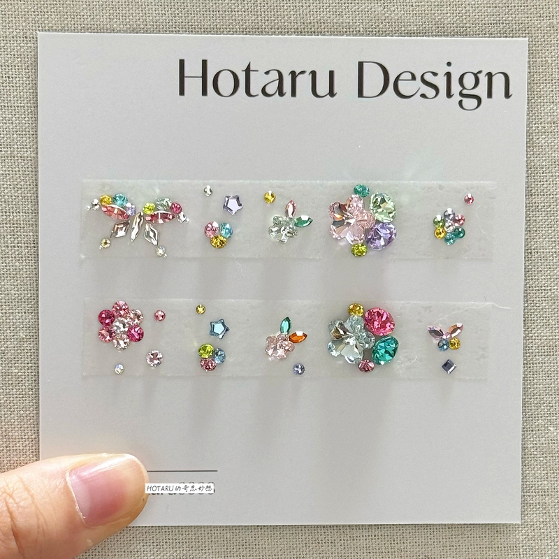 Colorful Swarovski Nail Art Rhinestone Material Kit, Spring and Summer Dopamine-Colored Rhinestones, Large Plum Blossom Stacked Rhinestones, Garden Style, Summer Flowers