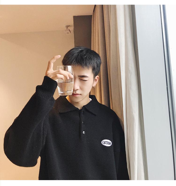 Mùa thu đông mới bộ áo len Chic nam thanh niên thủy triều Polo áo len cặp đôi áo len đáy quần nam và nữ áo heyyou