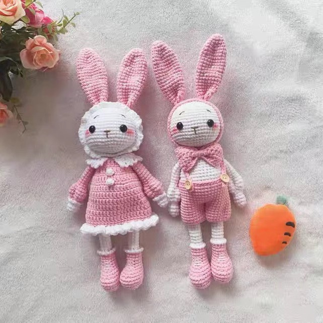 Finished Yarn Crochet Doll, Hand-Knitted Couple, Cute Valentine's Day Birthday Gift, Rabbit, Same Style as Liu Yifei