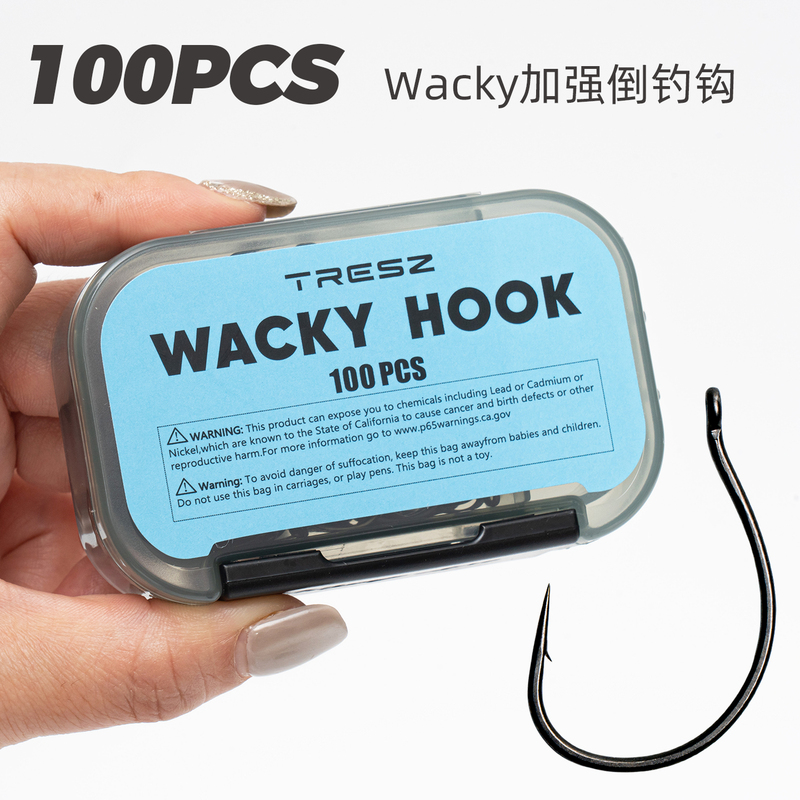 100 Pieces of Inverted Fishing Hooks, Wacky Rig Fishing Hooks, Small Inverted Hooks for Bass, Boxed Noodle Worm Reinforced Lure Loach Hooks