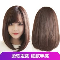 New wig full head cover for women with short hair air bangs natural face-shaping temperament medium-length straight bob for students