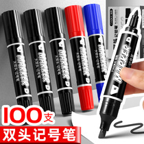 Oily note pen double head black mark pen big head thickness two waterproof and oil proof not off color red hook pen