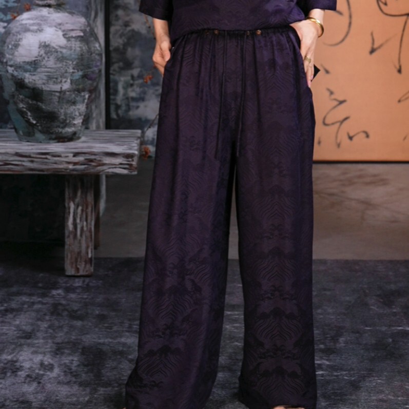 【Zaiyi】2026 New Model Nine Purple Sea Wave Mulberry Silk Fragrant Cloud Yarn Men's Double-Wear Long Pants Zy0729K 【Zaiyi】2026 New Model Nine Purple Sea Wave Mulberry Silk Fragrant Cloud Yarn Men's Double-Wear Long Pants Zy0729K