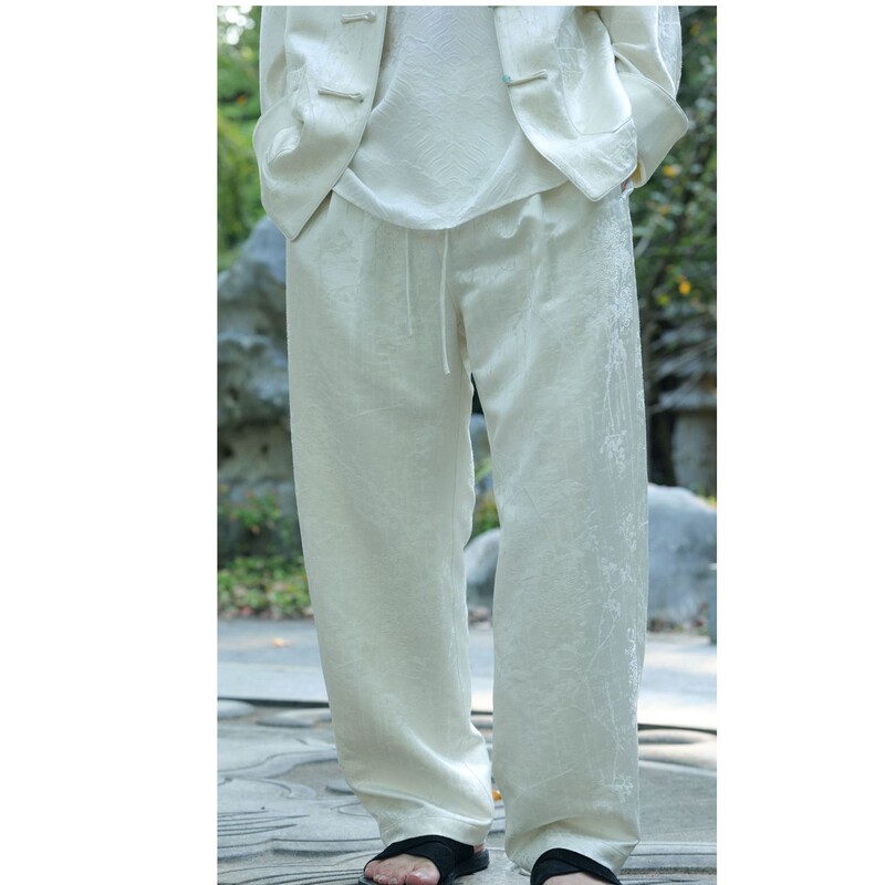 【Zaiyi】2026 New Moon White Carved Silk Satin Mulberry Silk Men's Straight Pants Zy0910K-F291 【Zaiyi】2026 New Moon White Carved Silk Satin Mulberry Silk Men's Straight Pants Zy0910K-F291