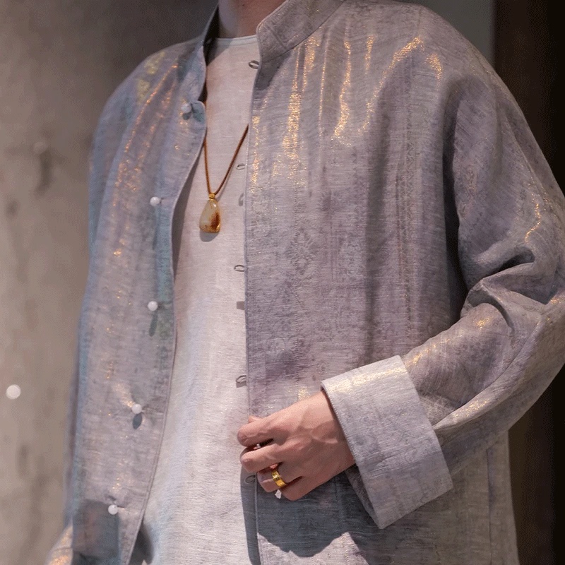 【Zaiyi】2026 New Model Floating Light Brocade•Cold Light Silk Linen Mulberry Silk Men's Chinese Tang Suit Jacket Zy0755