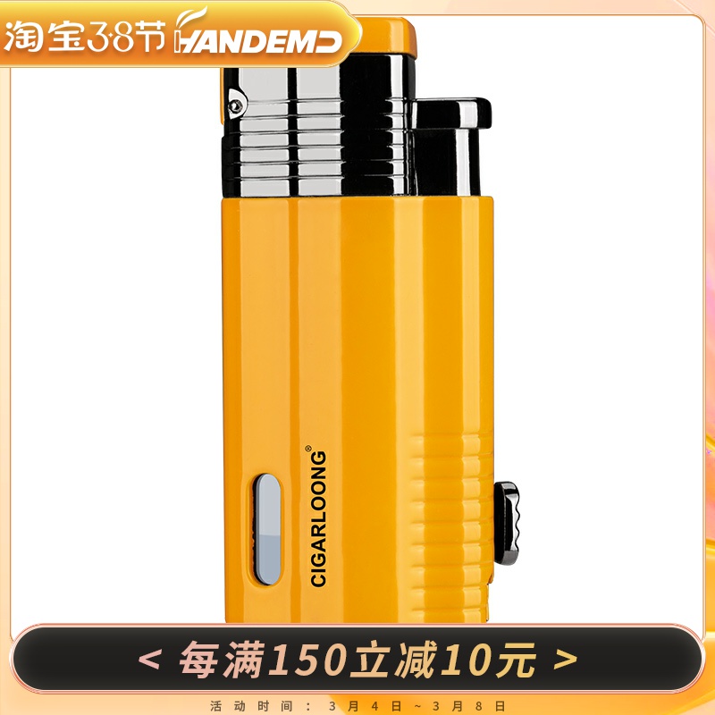 Cigar Lighter Fashion Tide Windproof Straight Punch Metal Titanium Alloy Small Spray Gun Inflatable Lighter Gift Box Dress