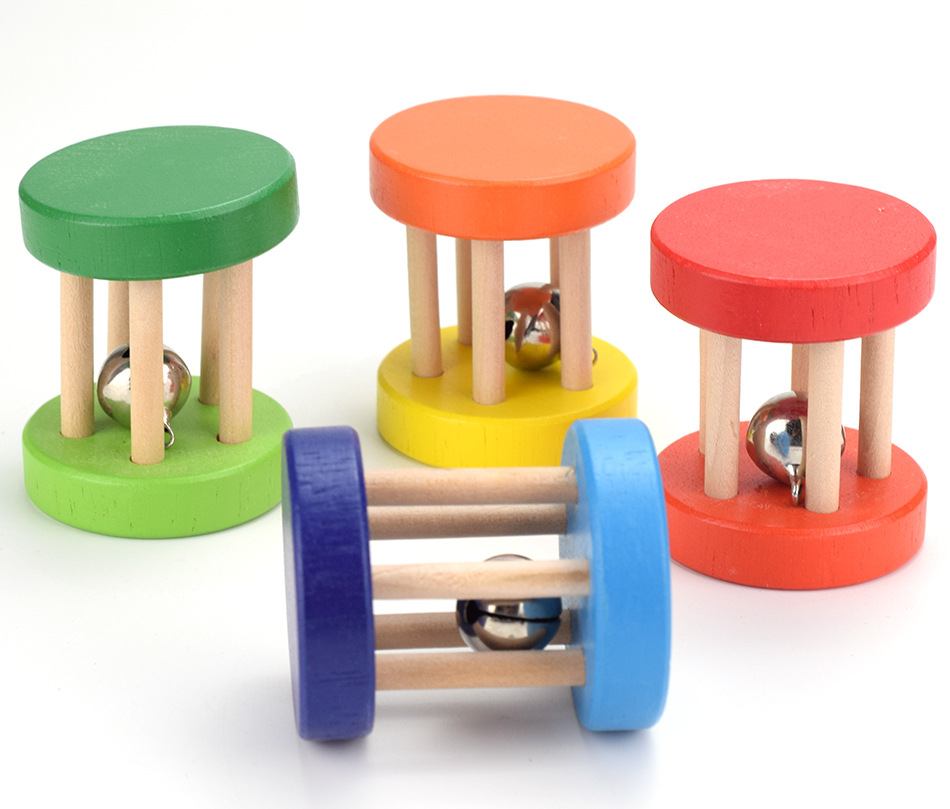 Five-column rocking bell JM02 wooden toy 0-2-year-old infant loud and sound instrument Children's instrument 0045