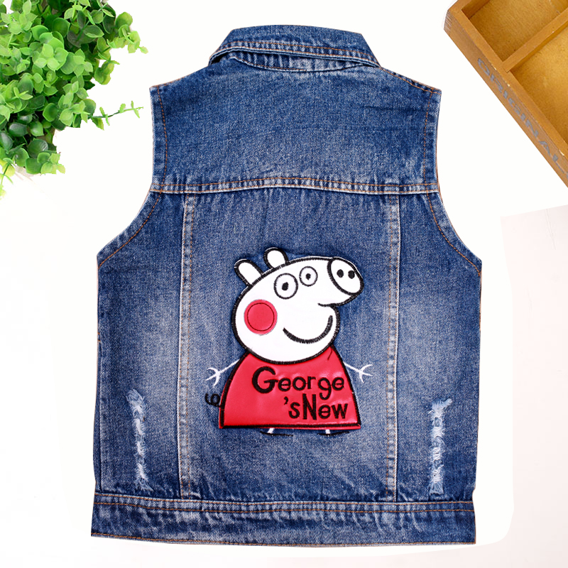 Bé cao bồi vest mùa xuân và mùa thu quần áo trẻ em nhỏ bông denim vest vai hoang dã mỏng boy girl jacket