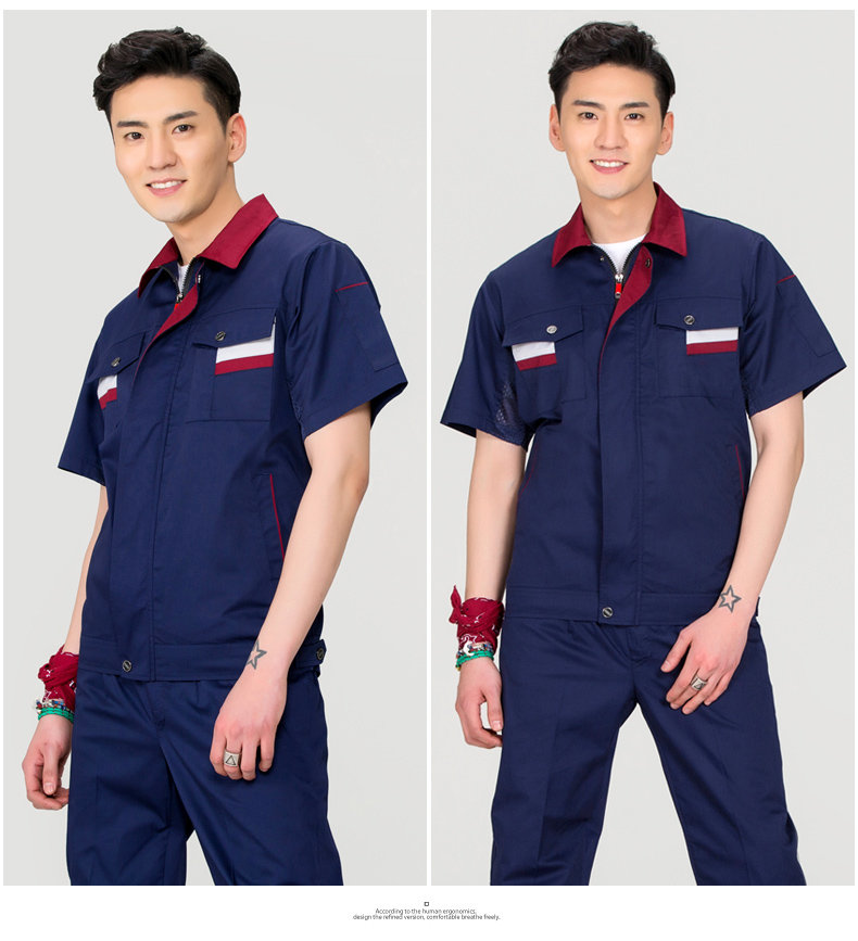Mùa hè áo ngắn tay phù hợp với nam công cụ mỏng máy sửa chữa bảo hiểm lao động dịch vụ sửa chữa tự động nhà máy lắp đặt bảo trì công nhân quần áo đồ bộ nam trung niên