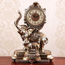 American light lavish retro timepiece Clocks Stands in the Living Room Block Elephant Decoration Pendulum clock Personality Creative sitting Clock Table Clock