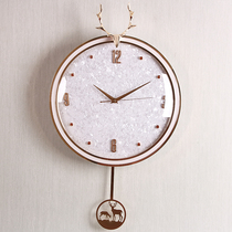 Nordic light luxury wall clock Living room personality creative household fashion modern simple net red Deer head watch silent clock