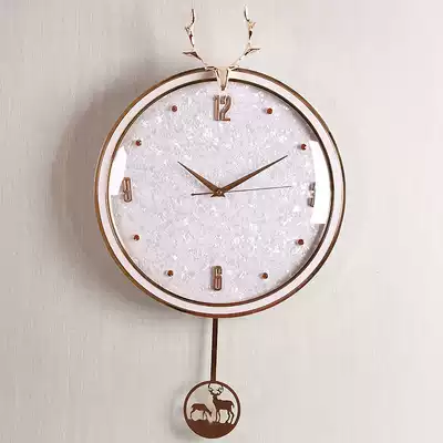 Nordic light luxury wall clock living room personality creative home fashion modern simple Net red deer head clock clock silent clock