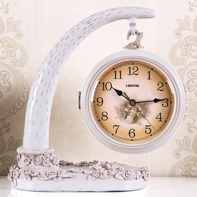 Jane European art clock table clock home decoration decoration clock Lisheng double-sided clock living room mute creative table clock