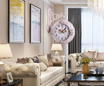 Modern simple European double-sided wall clock Creative two-sided wall clock Living room silent clock Wall decoration Quartz clock