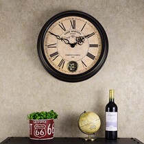 American antique clock Living room mute swing clock Fashion creative nostalgia hanging table European-style wall quartz hanging clock