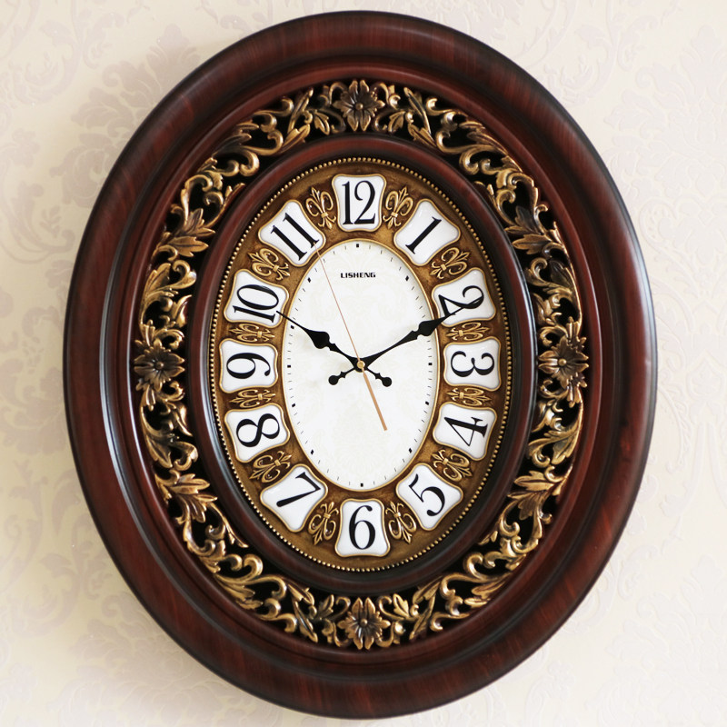 New Chinese style retro wall clock Living room atmosphere European style clock Large decorative clock Silent quartz clock American wall clock