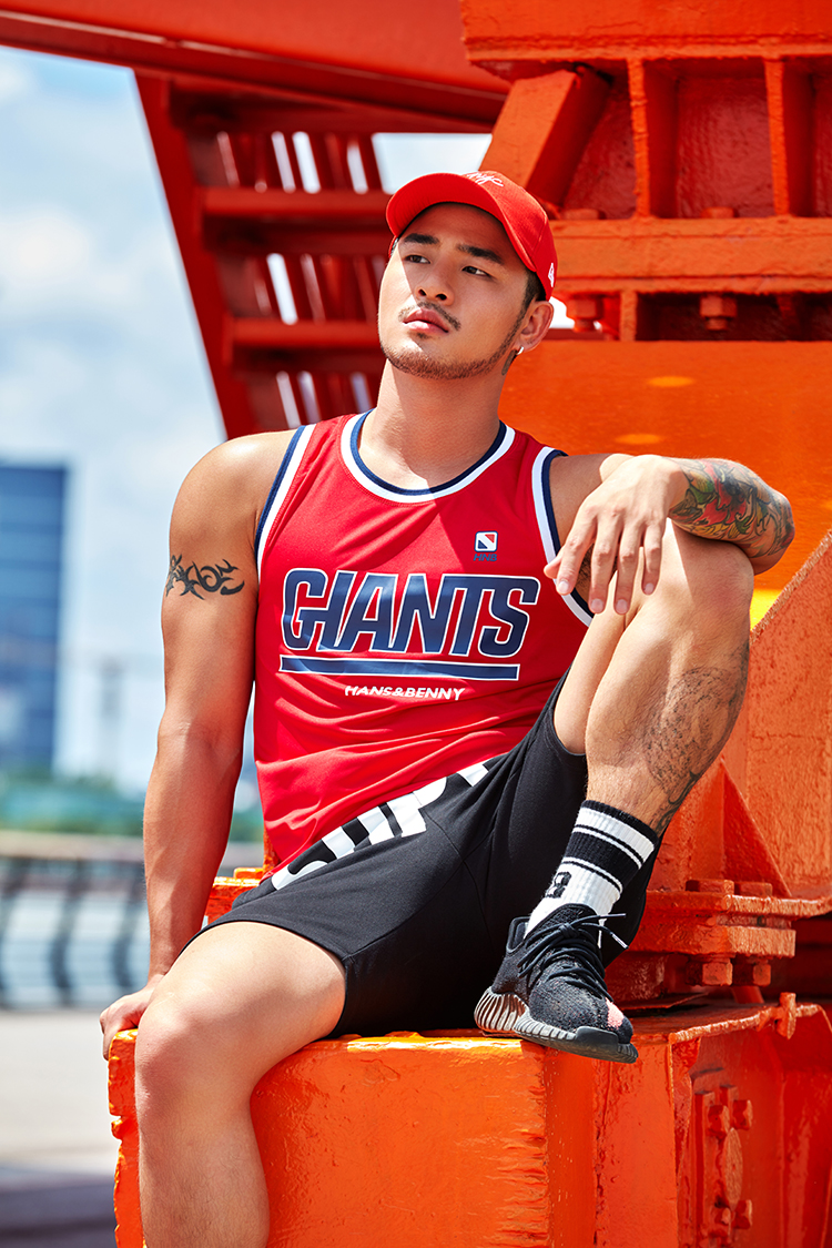 HANSBENNY vest thể thao nam cotton in thể thao giản dị thể dục thể thao bãi biển bóng rổ mùa hè thủy triều áo khoác mùa đông nam