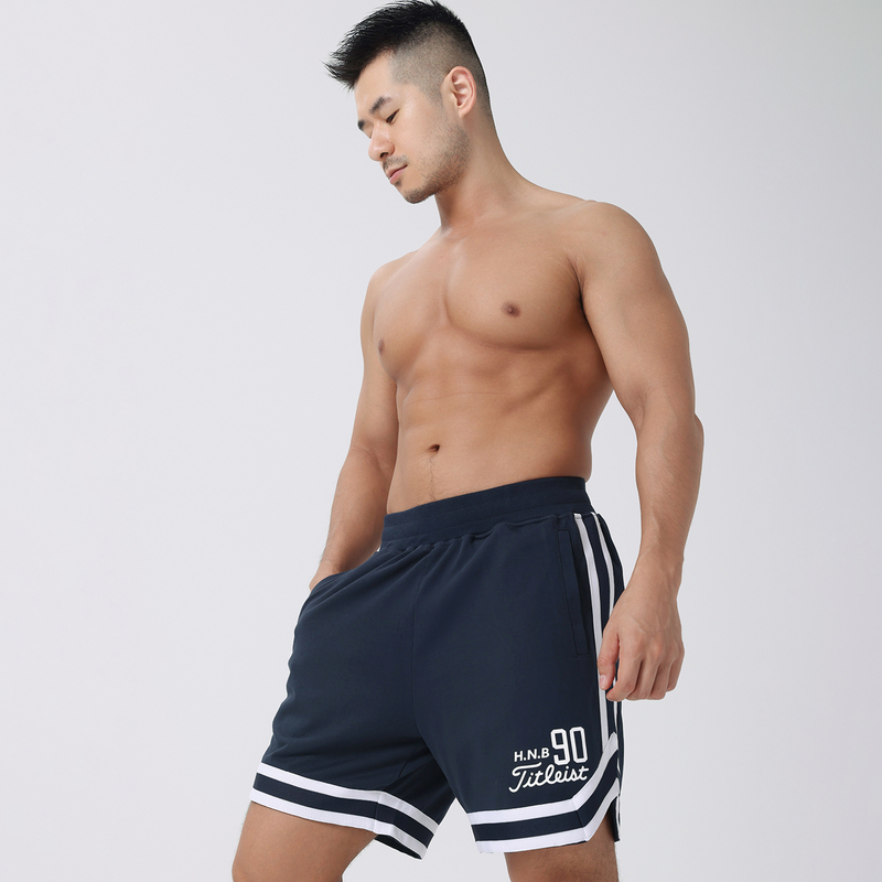 Hansben2025 New Summer Men's Basketball Sports Fitness Shorts, All-Cotton, Loose-Fitting, Five-Point Webbing, Trendy Brand