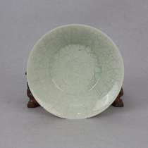 Jingdezhen Hutian kiln shadow green glaze open piece bamboo hat folded waist bowl large size antique collection old kiln ceramic thin body porcelain