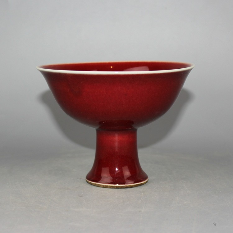 Official's porcelain Xuan imitation Ming Jiu red High footed cup Qinghua Xuande Ancient Play Antique Collection Home Swing and Jingdezhen
