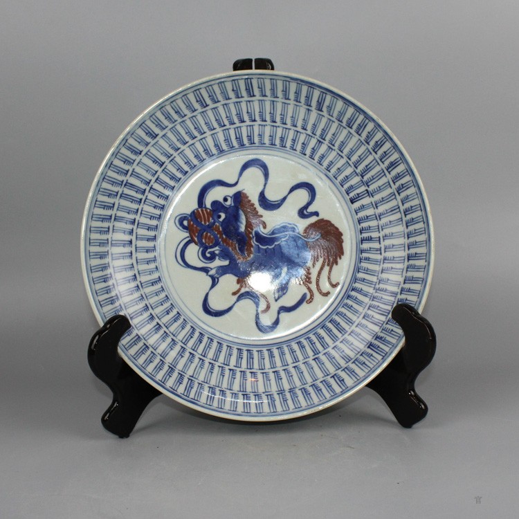 Qingqing flower glazed in red painting lion white color with colorful ancient and antique collection of home swing decoration Jingdezhen