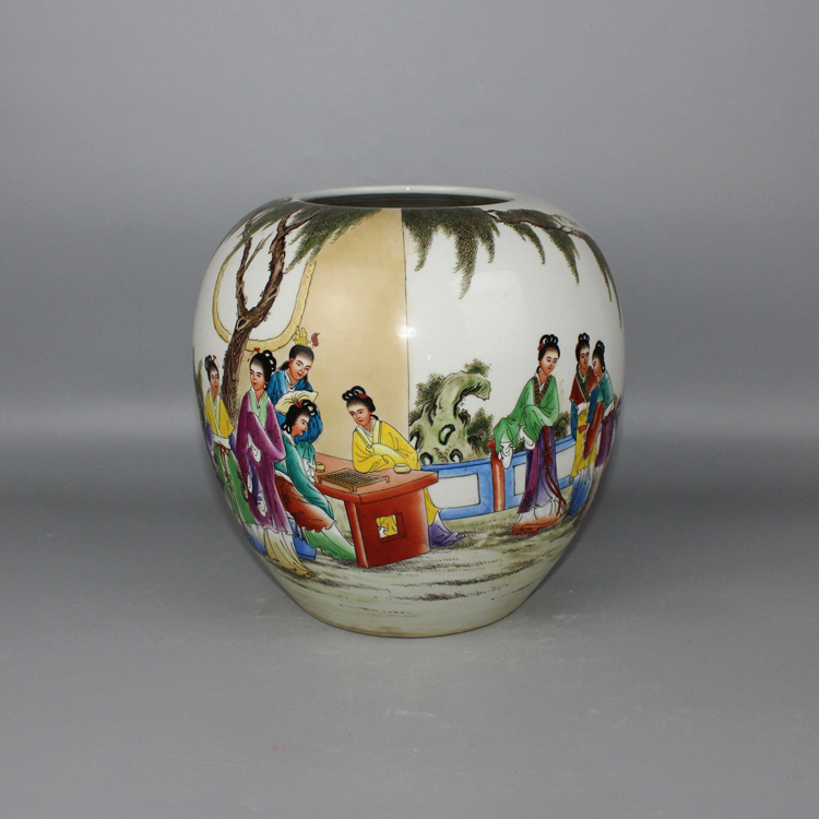 The Republic Of China Pink Figure Pen Holder Red Building Dream of the Pearl Mountain Eight Wang Qi Qi Ancient and Antique Collection Boutique of the Antique Collection Boutique