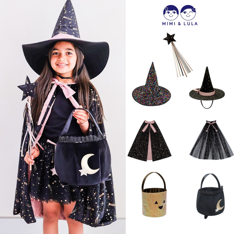Dad's House! Mimi Lula Aw26 Children's Halloween Wizard Cloak Fairy Wand Wizard Hat Pumpkin Bag Dad's House! Mimi Lula Aw26 Children's Halloween Wizard Cloak Fairy Wand Wizard Hat Pumpkin Bag