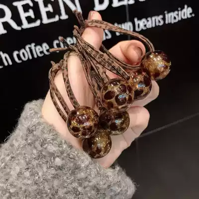 South Korea East Gate with acrylic ice crack BAO WEN ball Hairband Net red Hairband double strand ball head rope