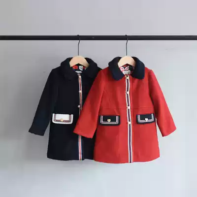 50% off clearance~Winter children's clothing Korean brand wool wool padded girls and children's coat jacket red navy blue