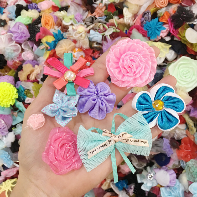 One pound called miscellaneous hand flowers ribbon yarn clothing accessories ribbon small veil flower DIY headdress material