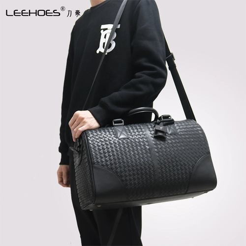 Вместительная и большая плетеная очень большая сумка для путешествий для отдыха, из натуральной кожи