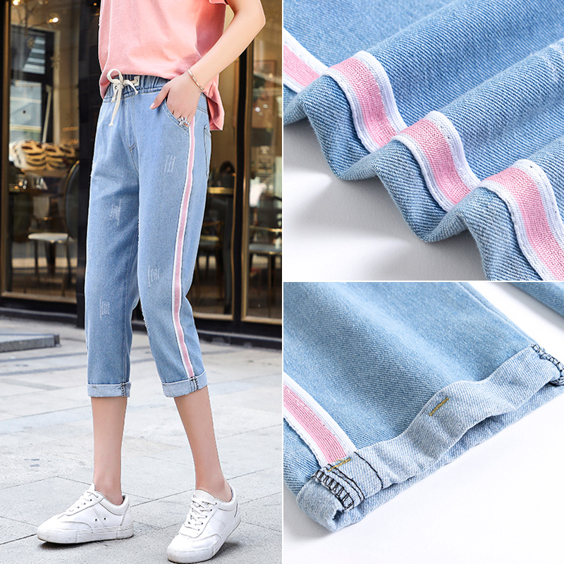 trường tiểu học studentpants cô gái 11 mùa xuân / mùa hè váy 12 trẻ từ 13 thanh thiếu niên 14 lỏng 15 tuổi cô gái quần jean