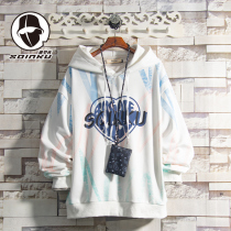 soinku spring and autumn Japanese Tide brand love graffiti hooded clothes men trend Hong Kong style casual wild clothes