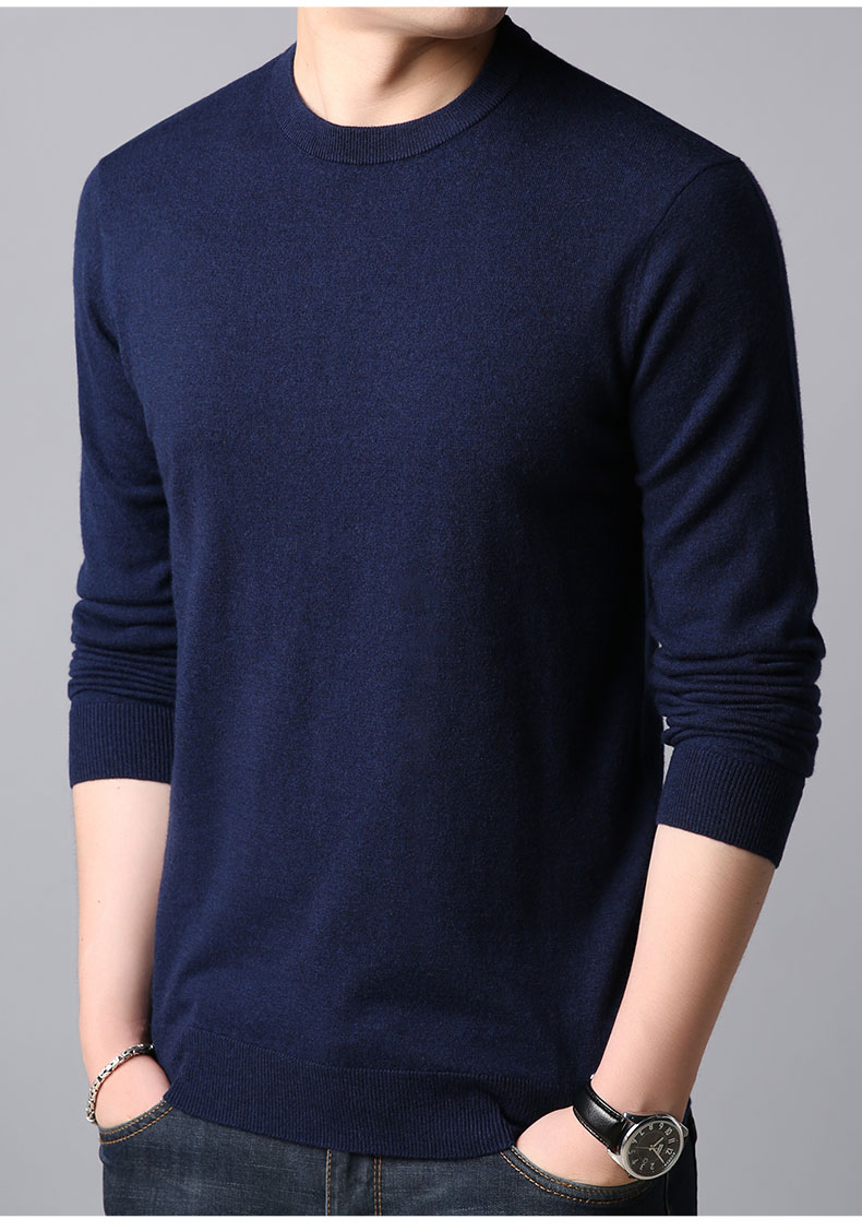 Yiliteng nam tinh khiết áo len cổ tròn áo len áo len mùa thu và mùa đông mới màu rắn áo len giản dị tóc T áo unisex