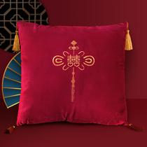 Chinese wedding pillow a pair of festive wine flannel embroidery wedding wedding wedding room decoration decoration wedding gift
